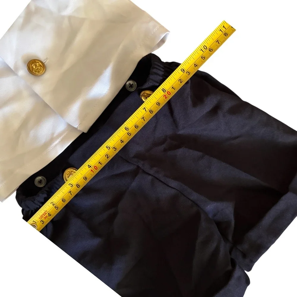 Spring Notion Boys Sailor Outfit Set White Navy Captain Hat Size S Small